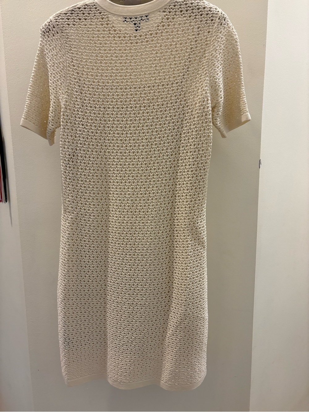 Banana Republic Cream Open-Knit Short Sleeve Dress